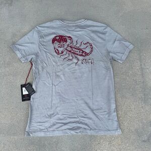 RVCA Mens Scorpio SS T-Shirt Grey Pigment Dye Slim Fit Graphic Tee Size Large